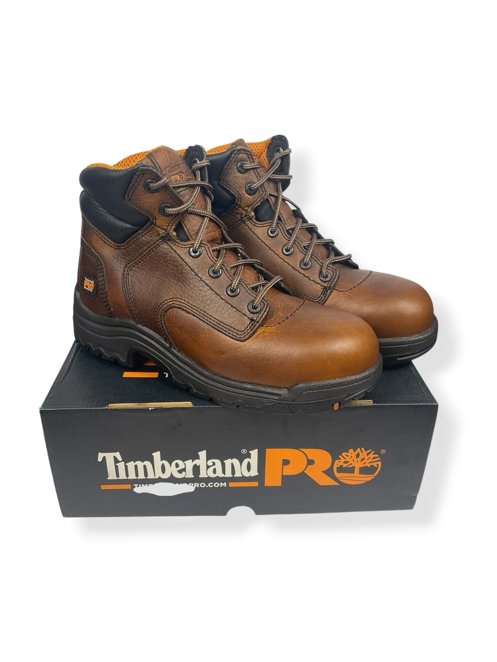 NEW men’s Timberland PRO titan composite toe Brown Leather Lace-Up Work Boots 8